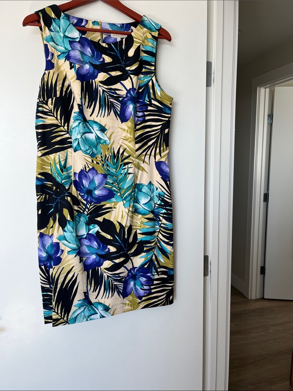 Laura Tropical Floral Sleeveless Shift Dress - Blue & Teal NWT - Picture 6 of 9